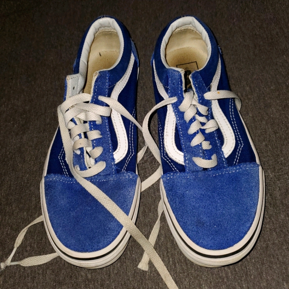 Blue & White Suede Vans